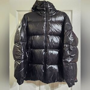 Michael Kors Puffer Jacket Coat Women's Large Black with Drawstring Hood
